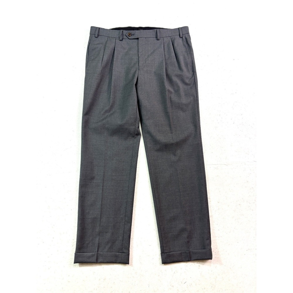 Ralph Lauren 35x30 Gray Dress Suit Pants Pleated‎ Stretch Wool High Performance